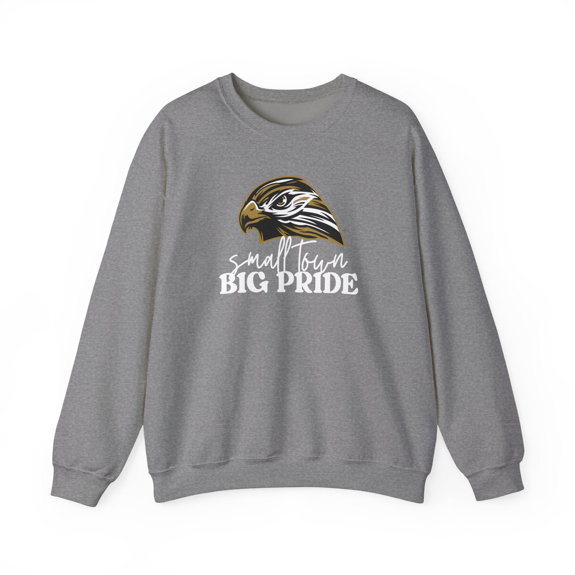 Small Town Big Pride Sweatshirt – Horace Hawks Mascot Crewneck – Gildan Unisex Heavy Blend – Small Town Spirit Wear – School Pride Pullover
