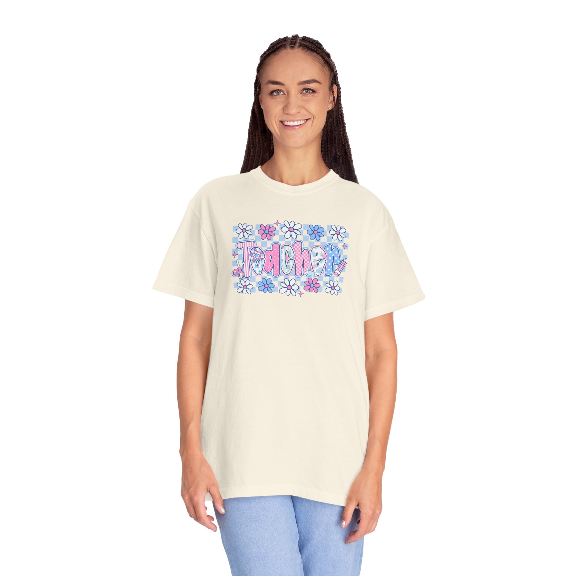 Checkered Teacher T-Shirt - Comfort Colors 1717 Unisex Garment-Dyed