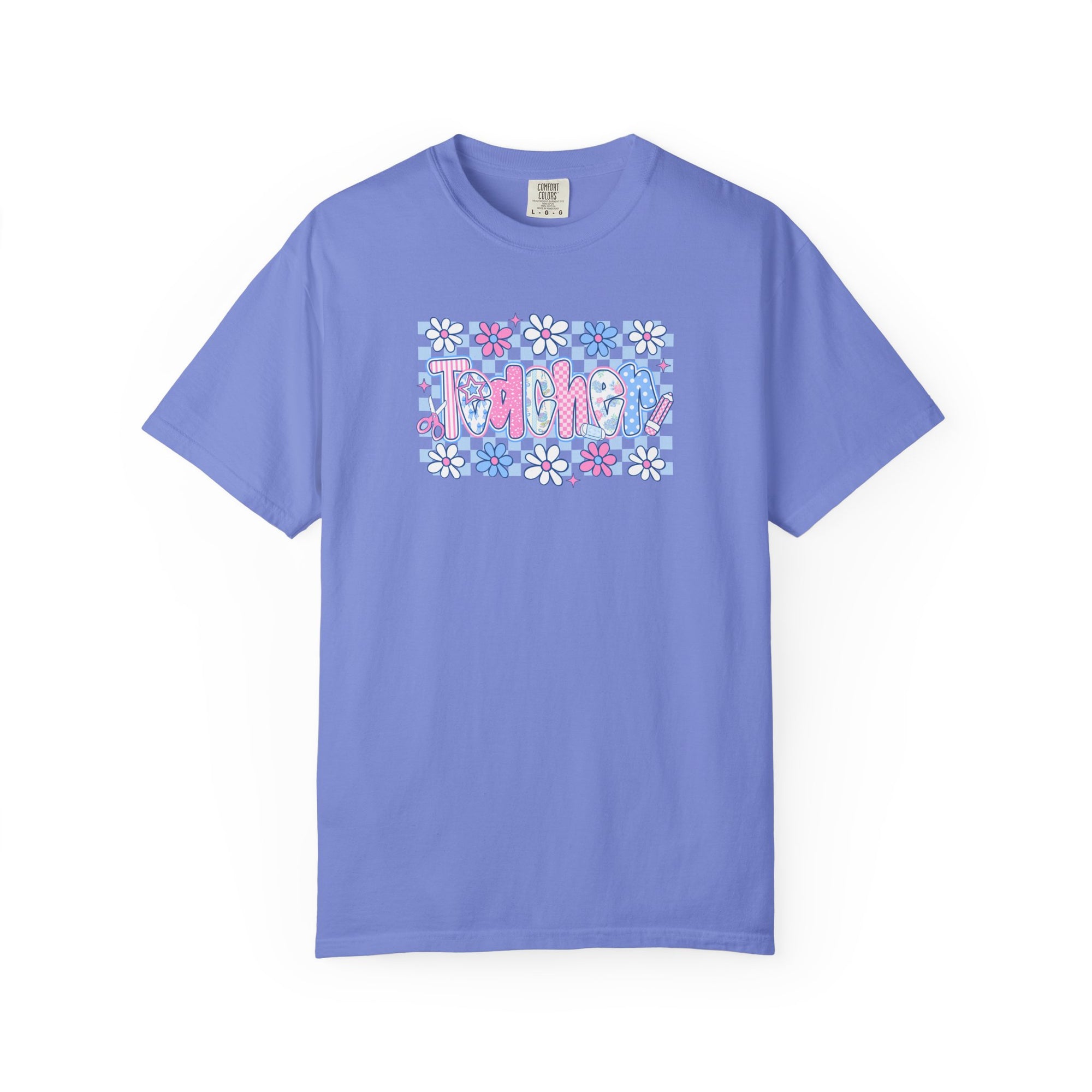 Checkered Teacher T-Shirt - Comfort Colors 1717 Unisex Garment-Dyed
