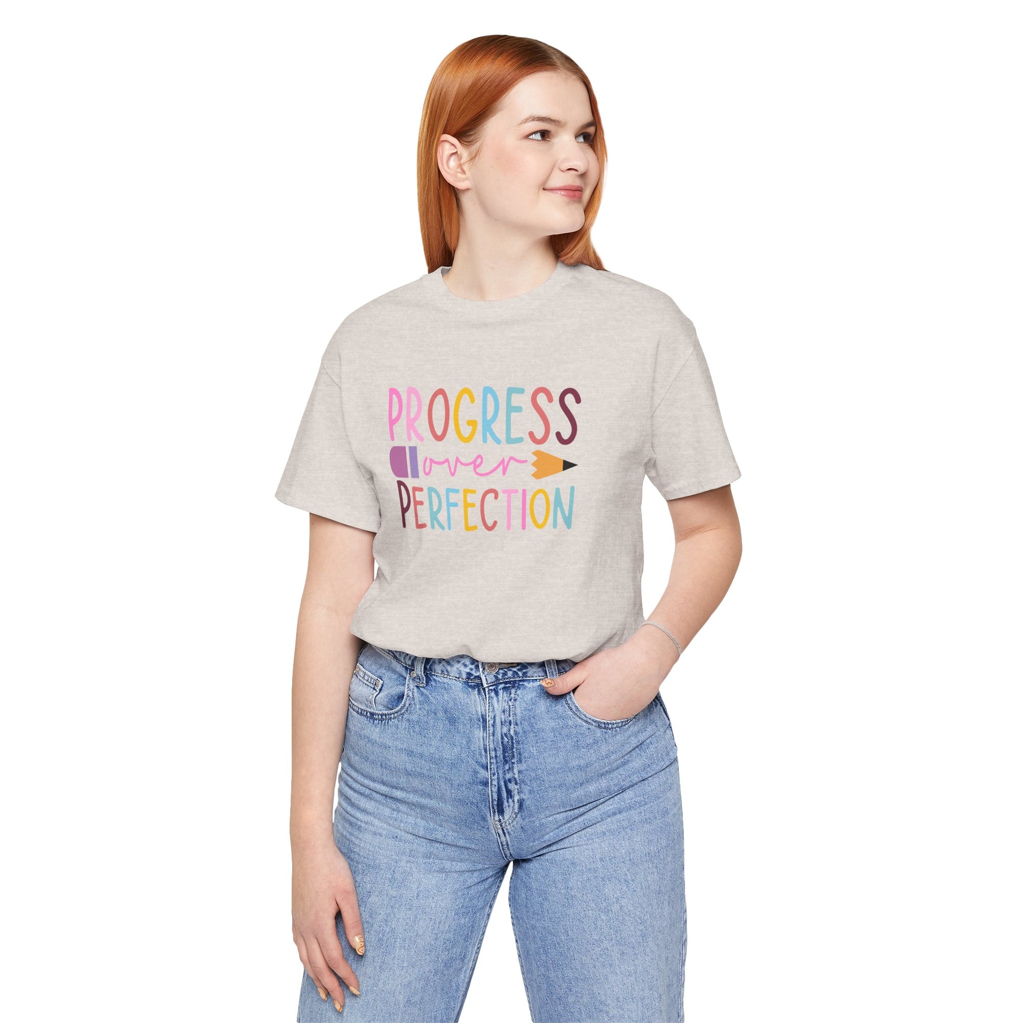 Progress Over Perfection Teacher Tee, Bella and Canvas Unisex Tee