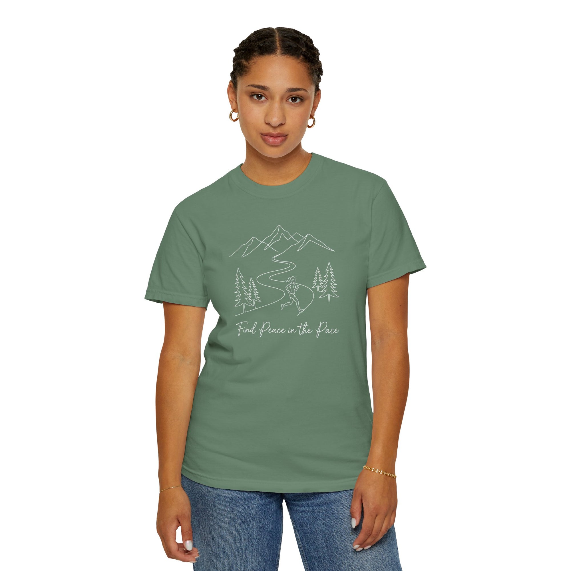Find Peace in the Pace T-Shirt - Minimalist Running Tee - Comfort Colors 1717
