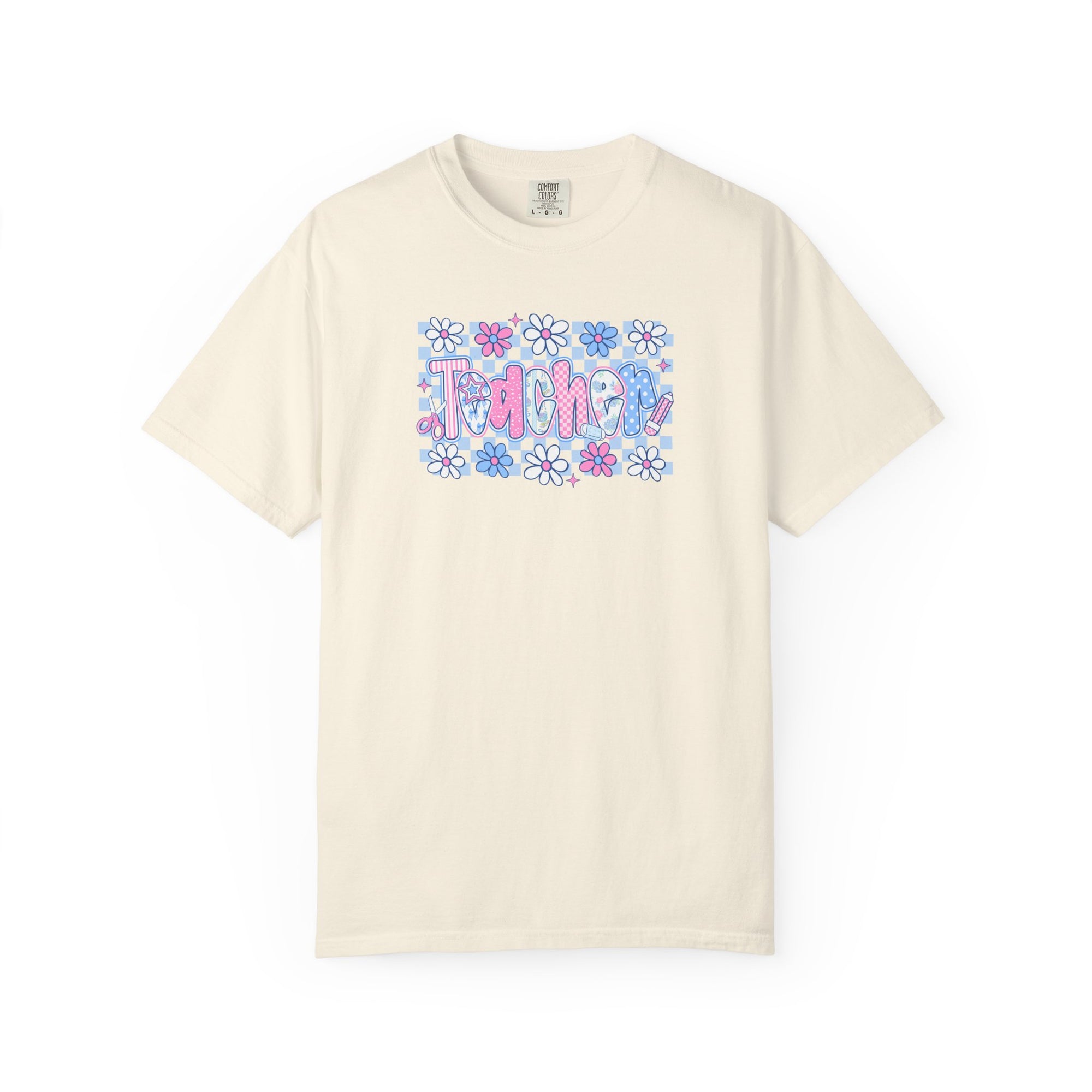 Checkered Teacher T-Shirt - Comfort Colors 1717 Unisex Garment-Dyed