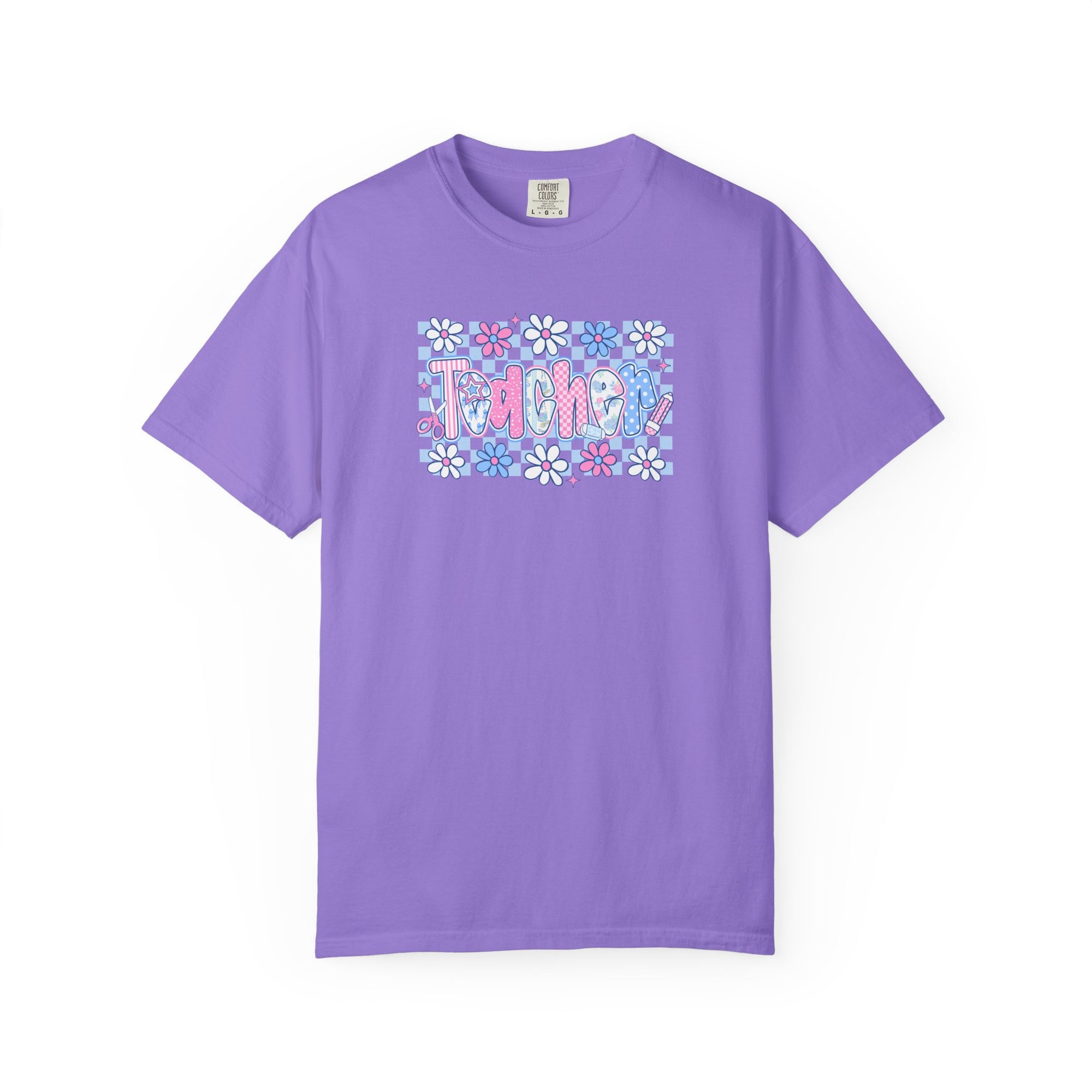 Checkered Teacher T-Shirt - Comfort Colors 1717 Unisex Garment-Dyed