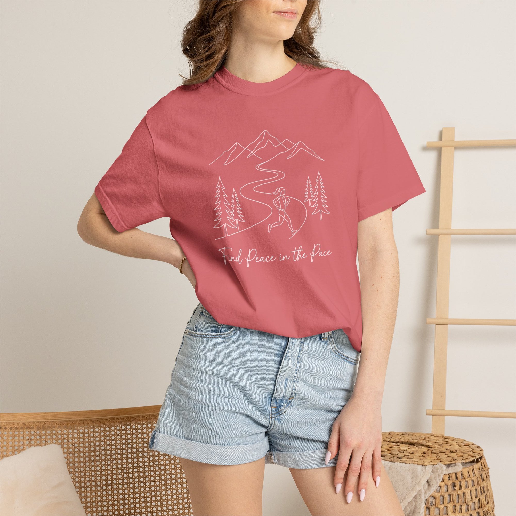 Find Peace in the Pace T-Shirt - Minimalist Running Tee - Comfort Colors 1717