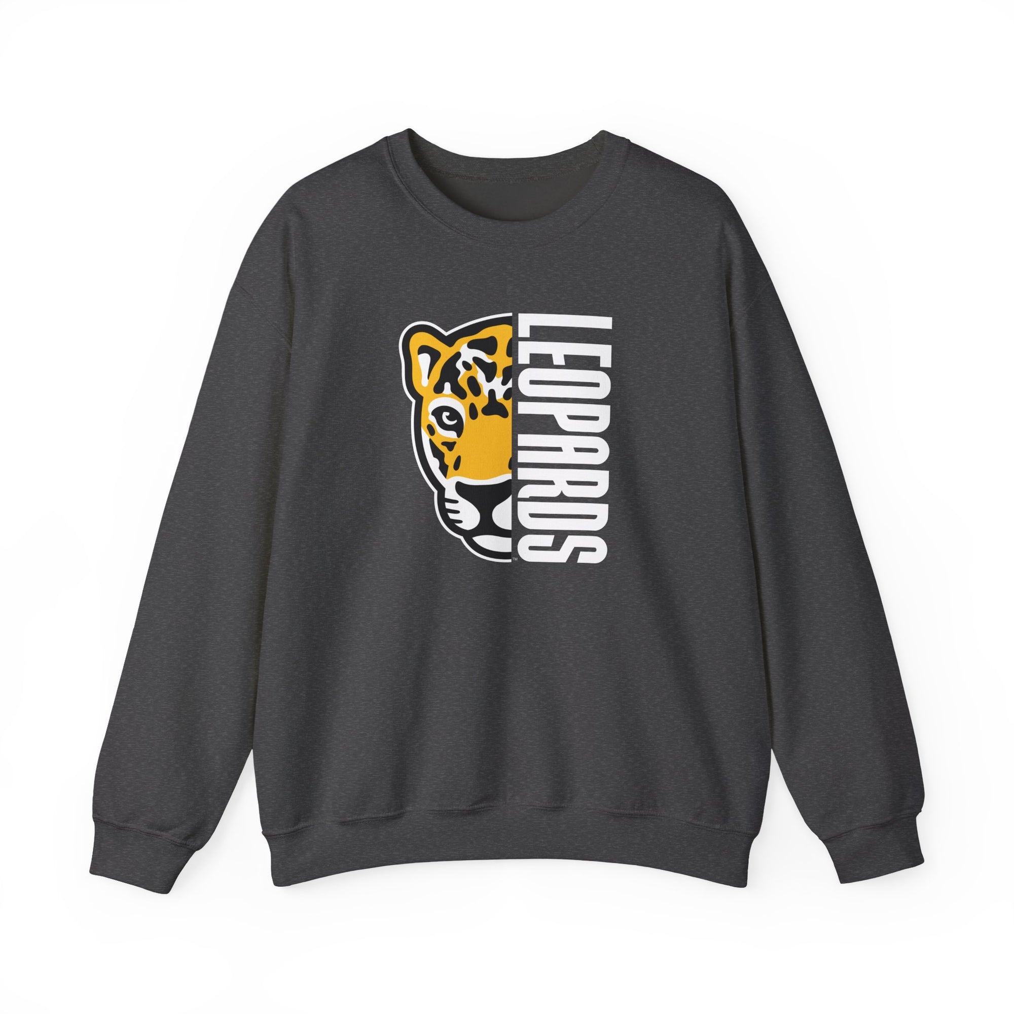 Leopards Mascot Crewneck Sweatshirt | Gildan Unisex Heavy Blend | School Spirit Wear | Teacher & Student Spirit Apparel
