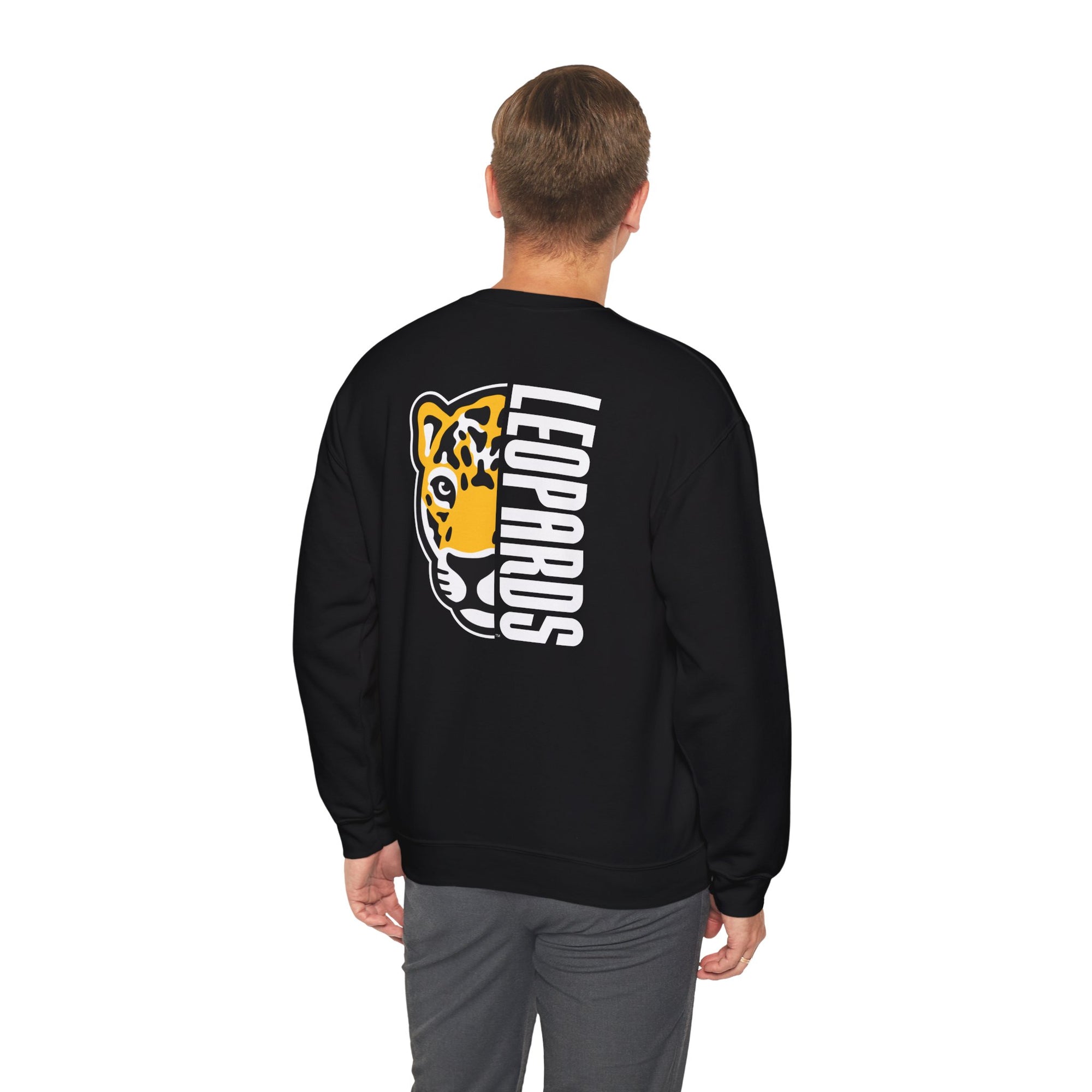Meadowlark Leopards Gildan Heavy Blend 18000 Crewneck | Classic Front Logo & Bold Back Design