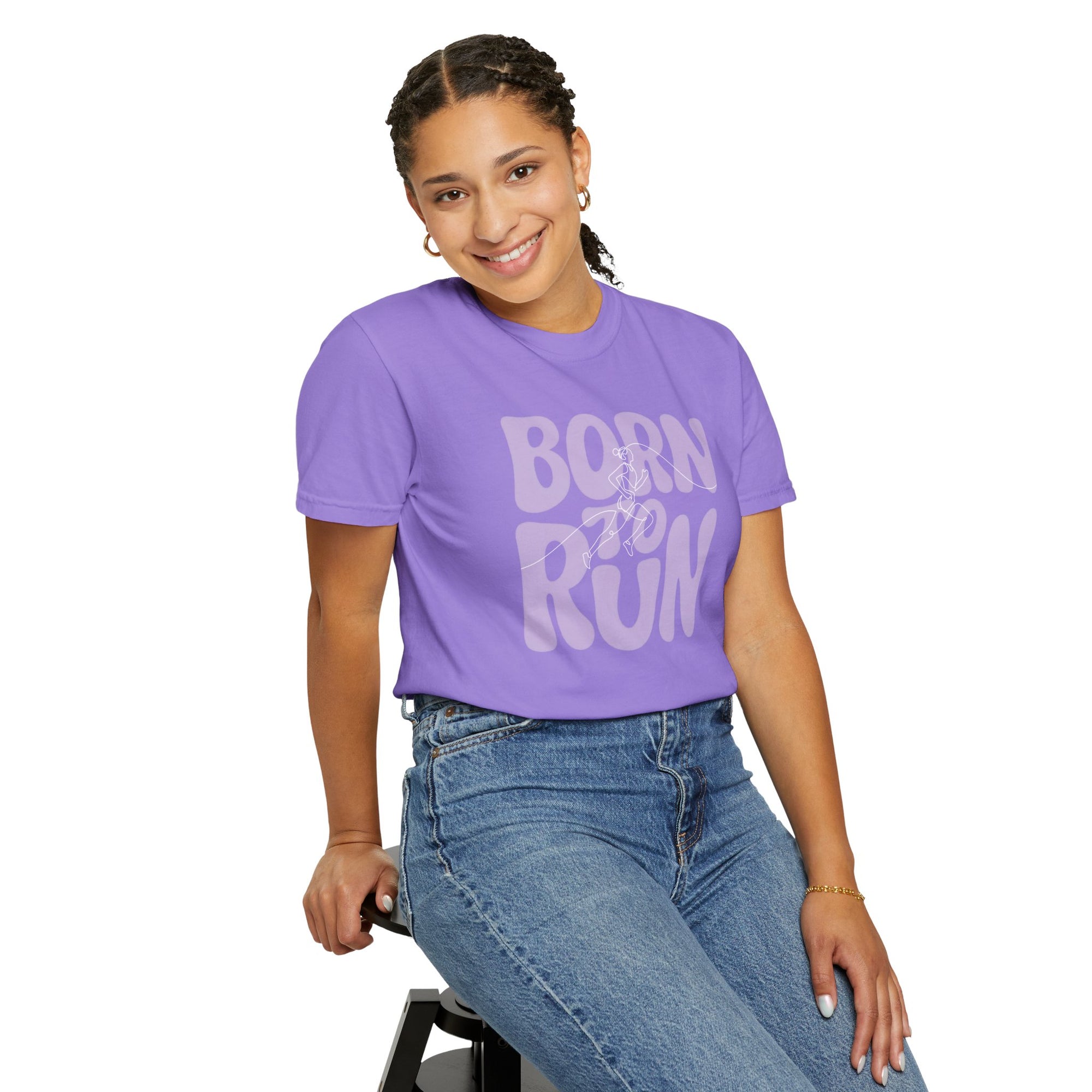 Born to Run T-Shirt | Comfort Colors 1717 Retro Running Shirt | Fitness Mom Graphic Tee | Runner Gift for Her