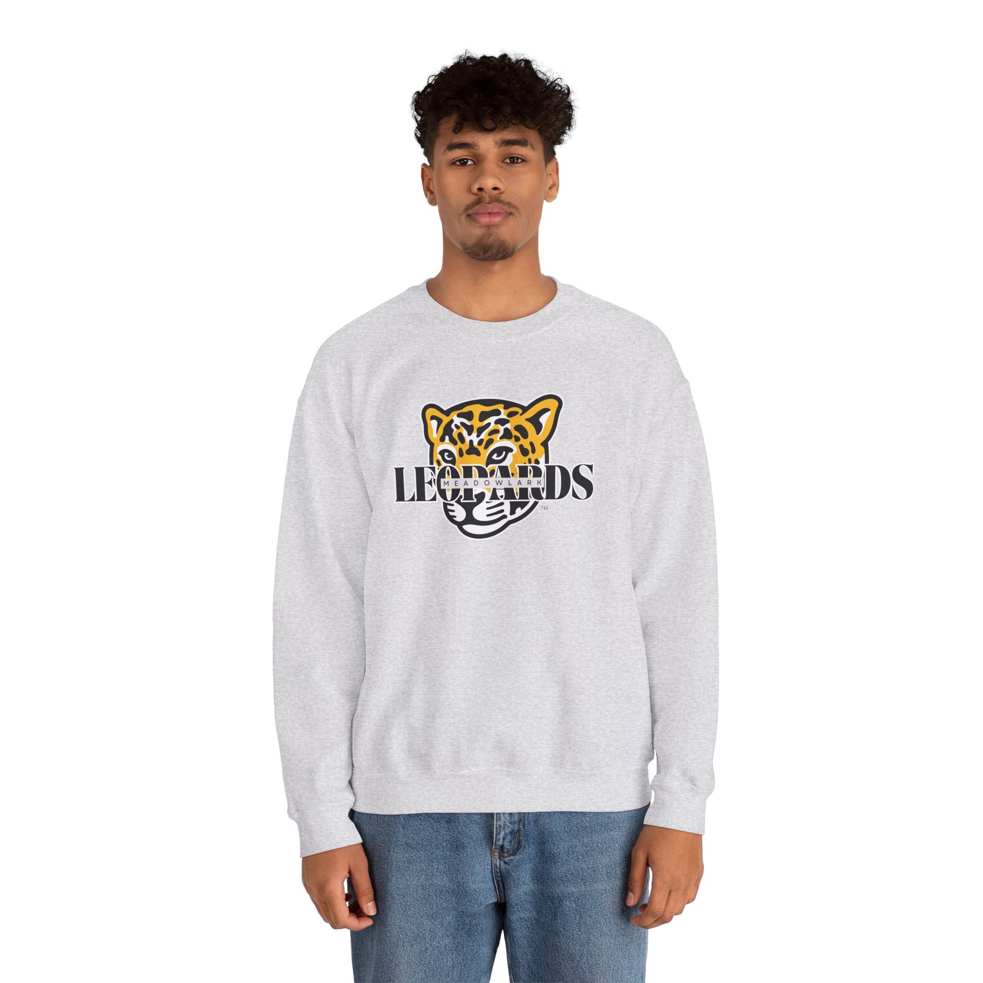Meadowlark Leopards Crewneck Sweatshirt | Gildan 18000 Unisex Heavy Blend | School Spirit Wear | Teacher Apparel