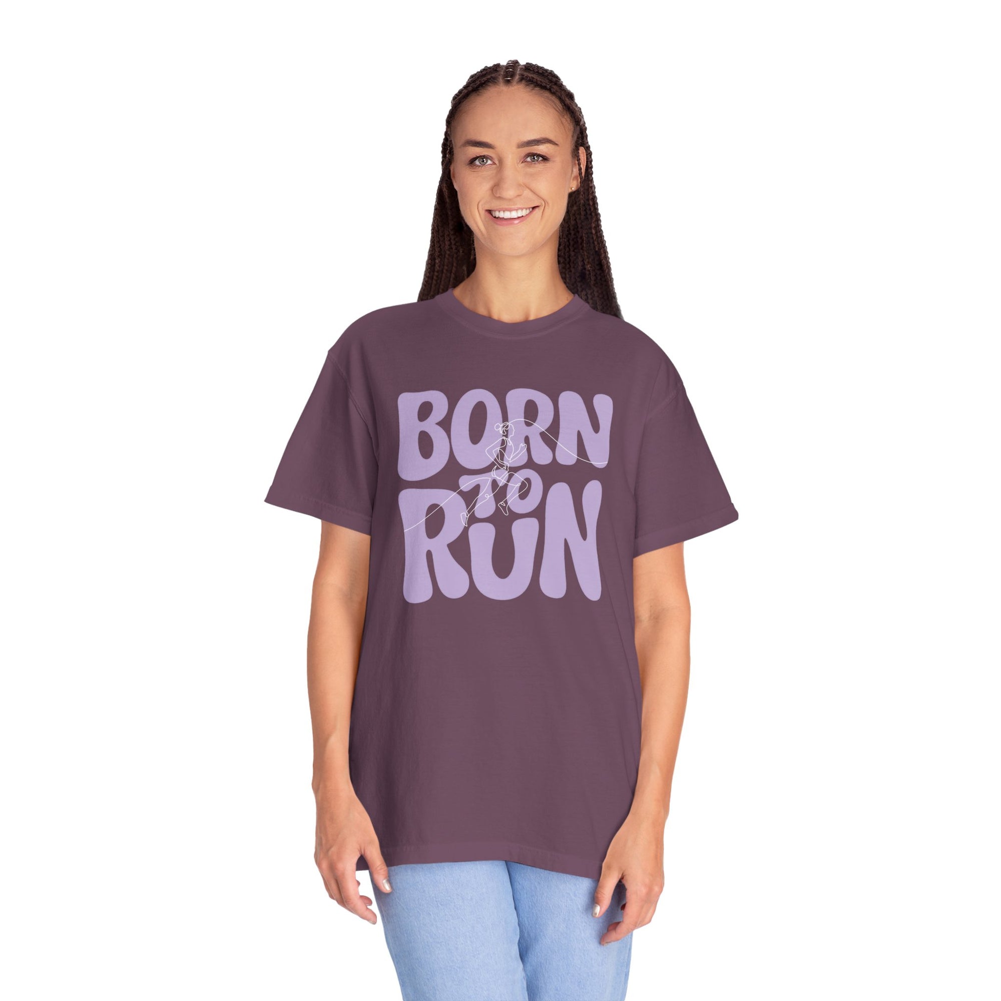 Born to Run T-Shirt | Comfort Colors 1717 Retro Running Shirt | Fitness Mom Graphic Tee | Runner Gift for Her