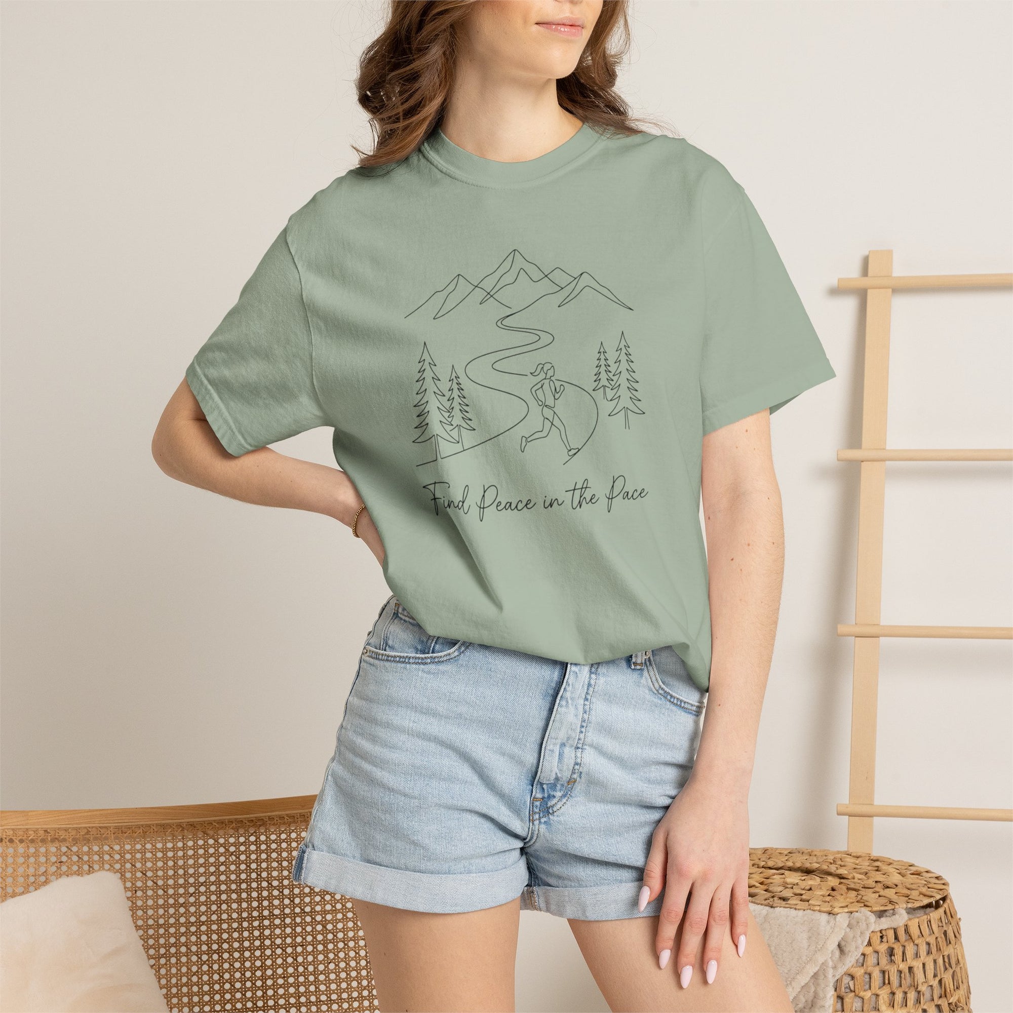 Find Peace in the Pace T-Shirt - Minimalist Running Tee - Comfort Colors 1717