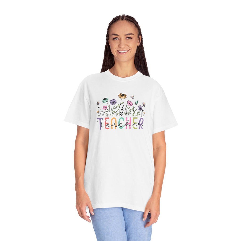Floral Teacher T-Shirt Comfort Colors 1717