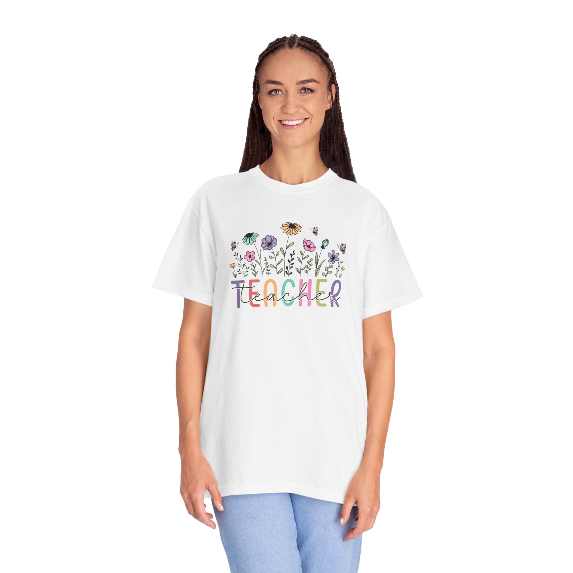 Floral Teacher T-Shirt Comfort Colors 1717