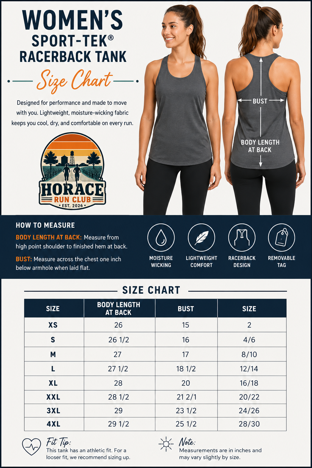 Horace Run Club Women's Sport Tek Racerback Tank