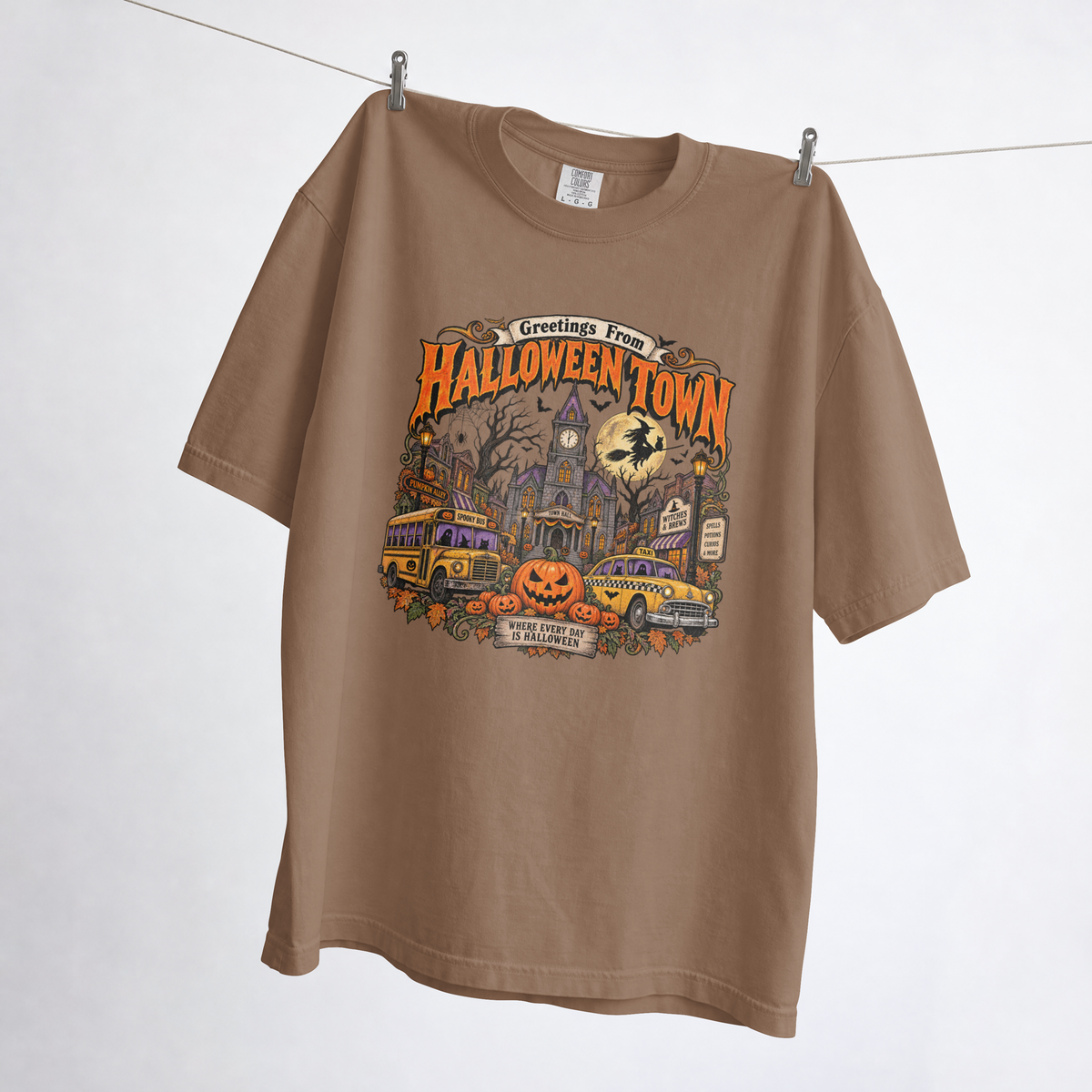 Greetings From Halloween Town Vintage Comfort Color Graphic Tee