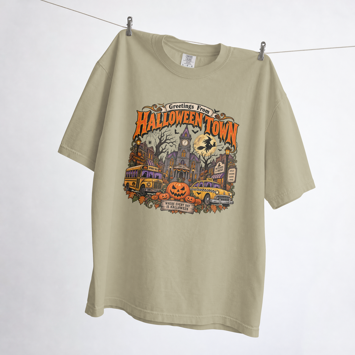 Greetings From Halloween Town Vintage Comfort Color Graphic Tee