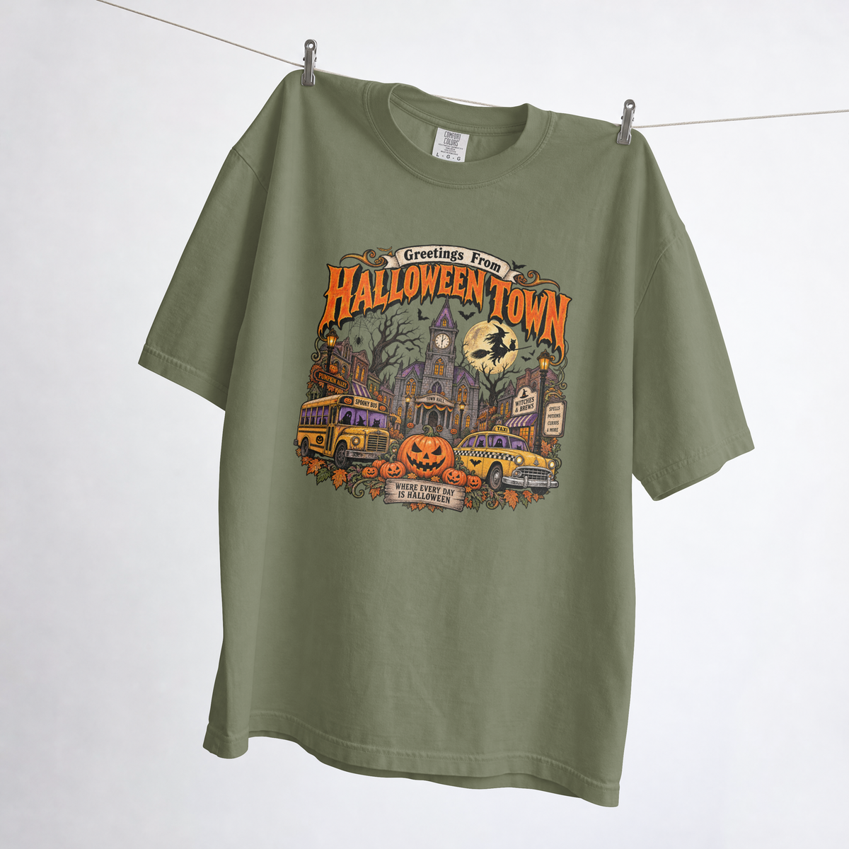 Greetings From Halloween Town Vintage Comfort Color Graphic Tee