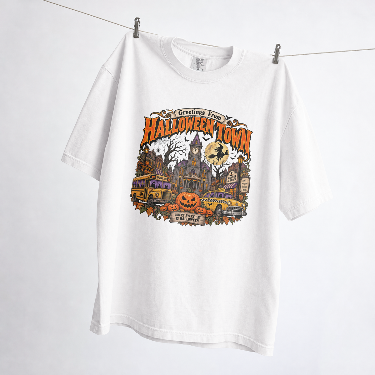 Greetings From Halloween Town Vintage Comfort Color Graphic Tee