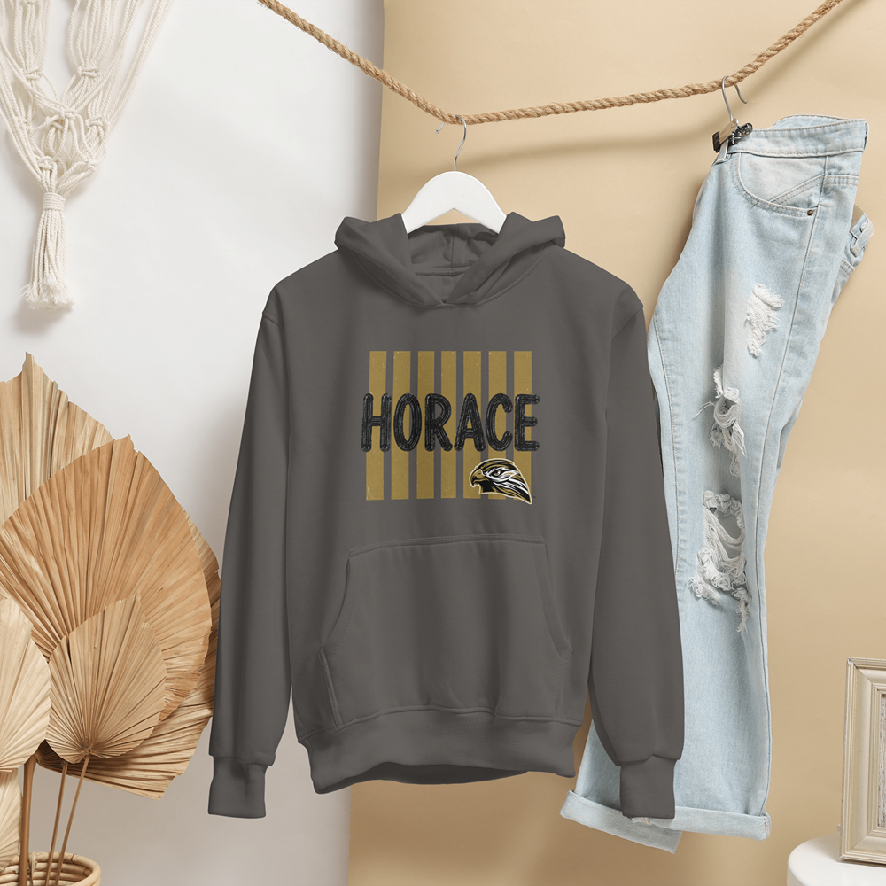 Horace Hawks Hoodie | Black & Gold School Spirit Gildan 18500