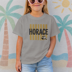 Horace Hawks Youth Stripe Mascot T-Shirt, Hoodie, & Crewneck