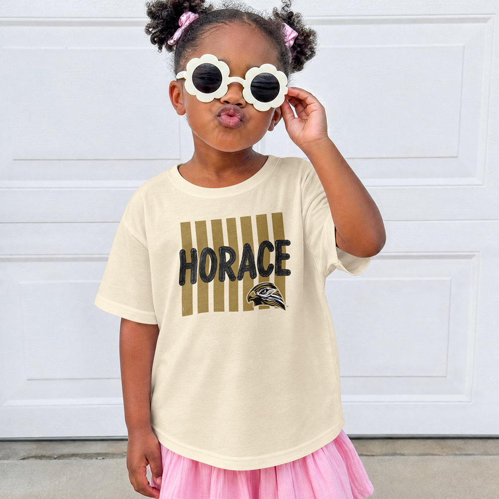 Horace Hawks Youth Stripe Mascot T-Shirt, Hoodie, & Crewneck