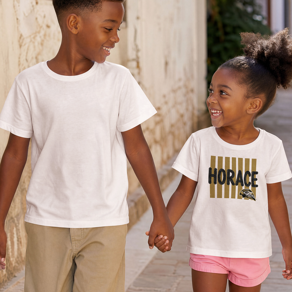 Horace Hawks Youth Stripe Mascot T-Shirt, Hoodie, & Crewneck