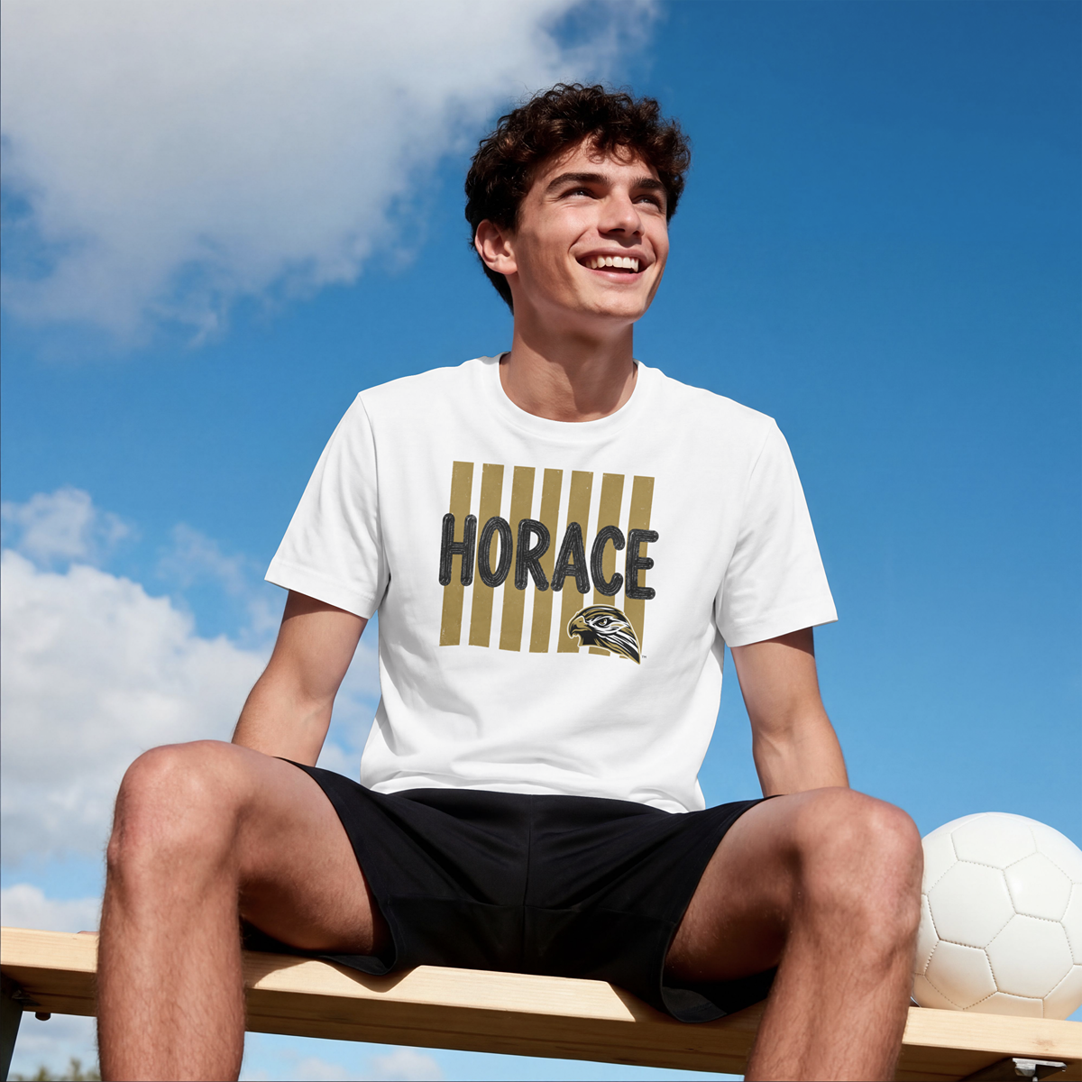 Hawks T-Shirt | Black & Gold Horace Hawks Spirit Tee