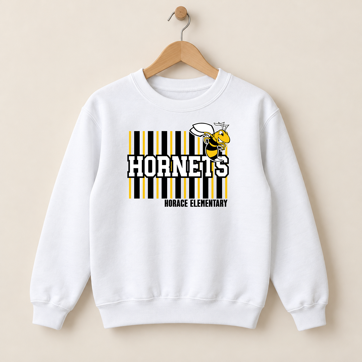Horace Hornets Youth Personalized Striped Spirit Tee |T-Shirts, Crewneck & Hoodie