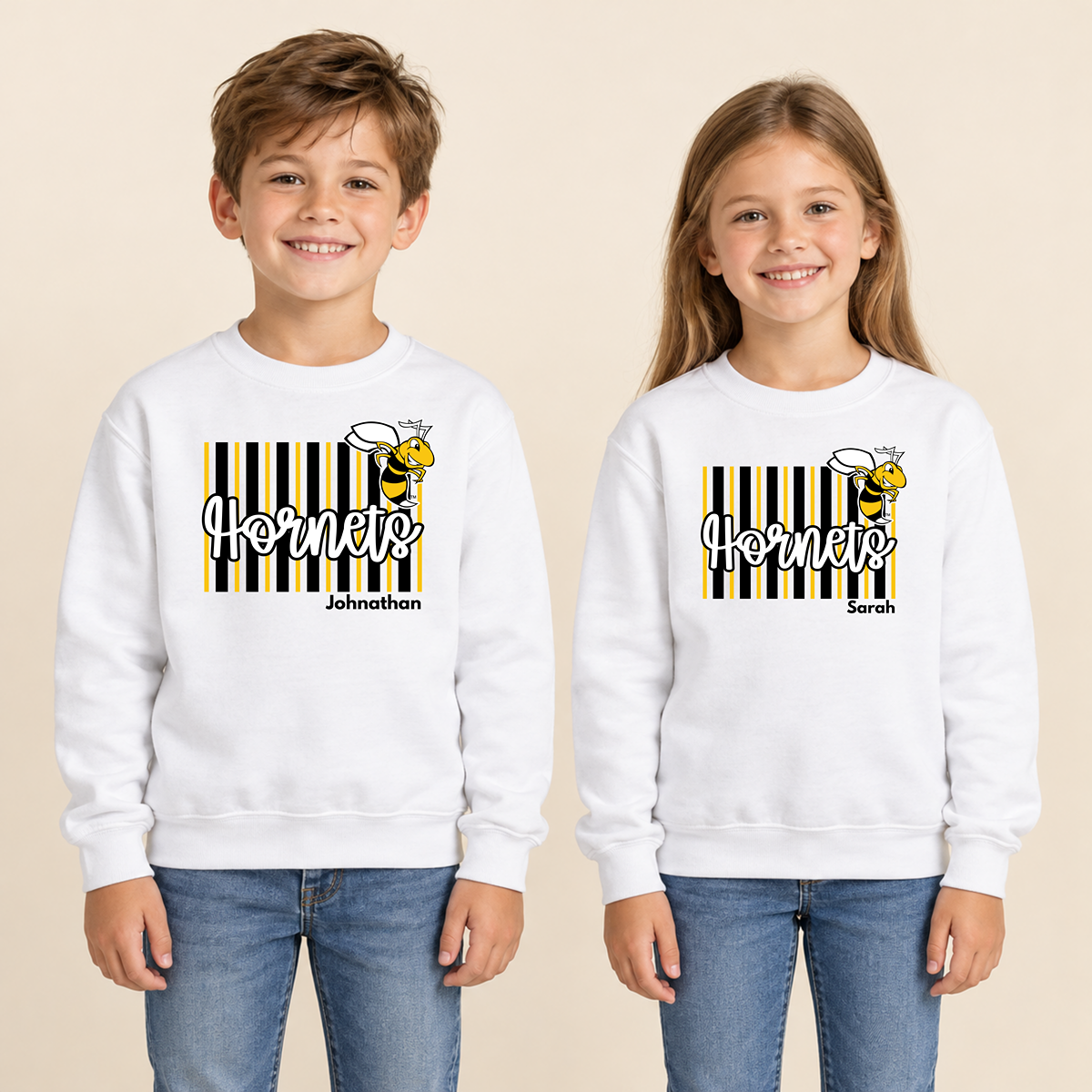 Horace Hornets Youth Personalized Striped Spirit Tee |T-Shirts, Crewneck & Hoodie
