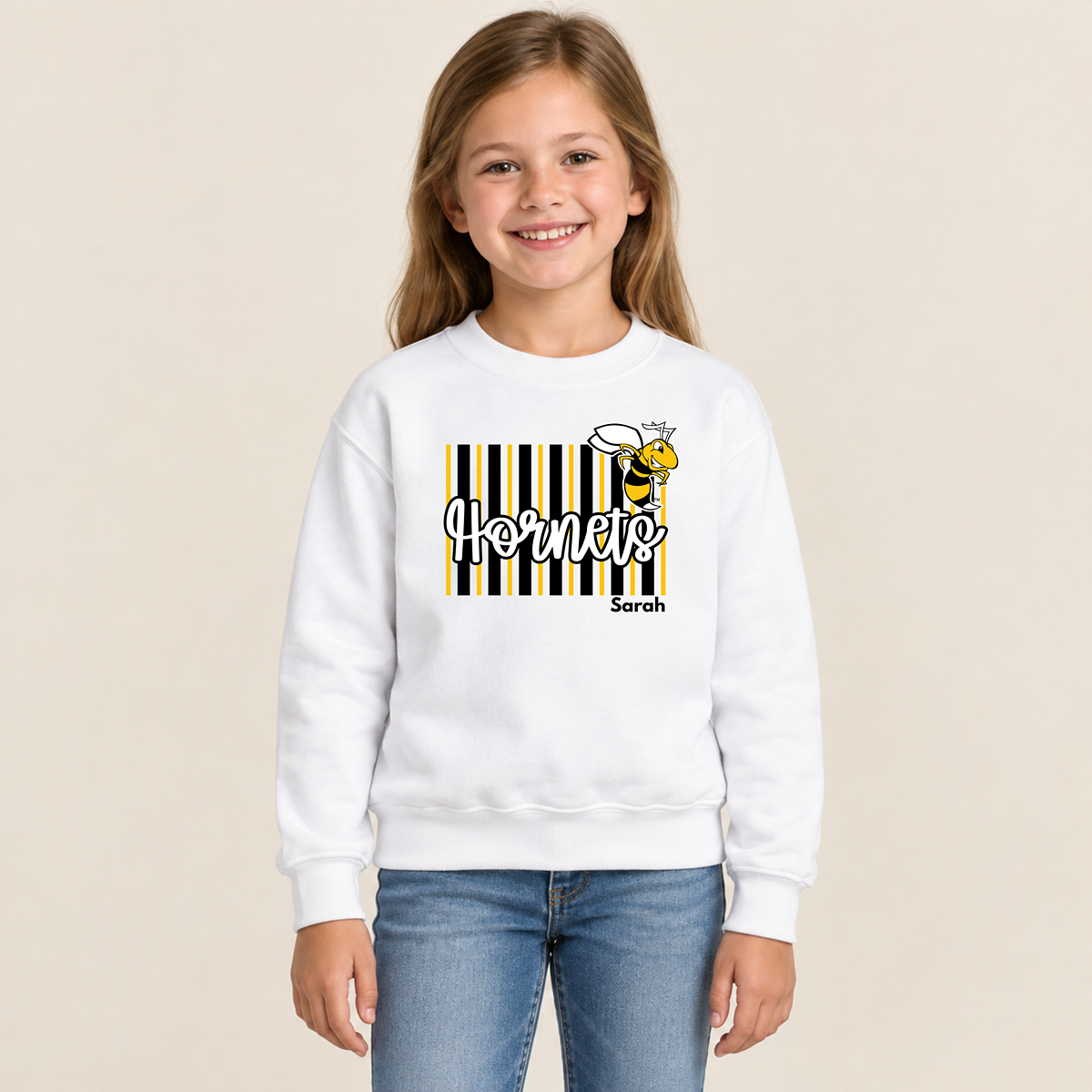 Horace Hornets Youth Personalized Striped Spirit Tee |T-Shirts, Crewneck & Hoodie