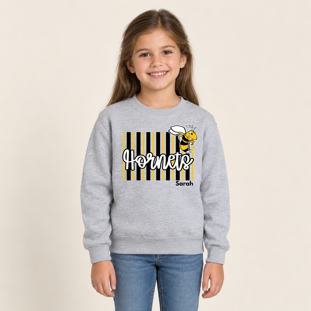 Horace Hornets Youth Personalized Striped Spirit Tee |T-Shirts, Crewneck & Hoodie