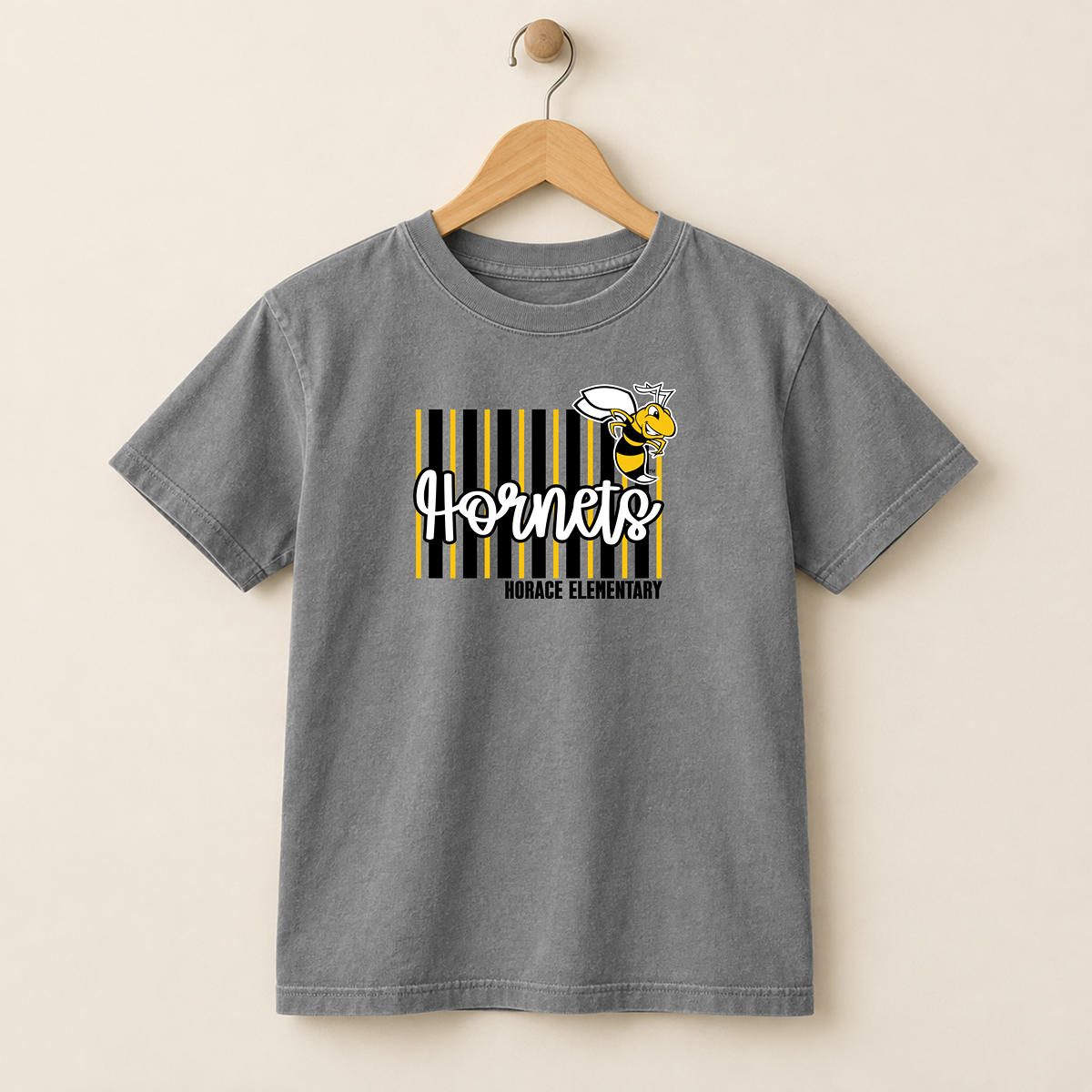 Horace Hornets Youth Personalized Striped Spirit Tee |T-Shirts, Crewneck & Hoodie