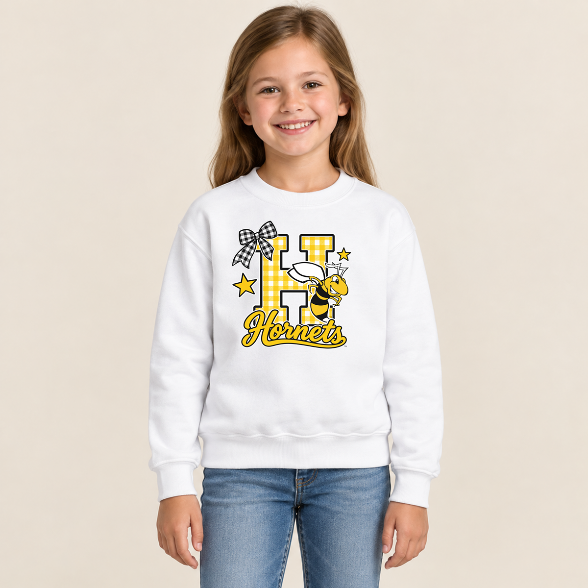 Horace Hornets Gingham H & Bow Youth | T-Shirts, Crewneck & Hoodie