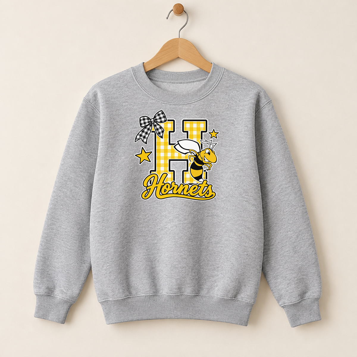Horace Hornets Gingham H & Bow Youth | T-Shirts, Crewneck & Hoodie