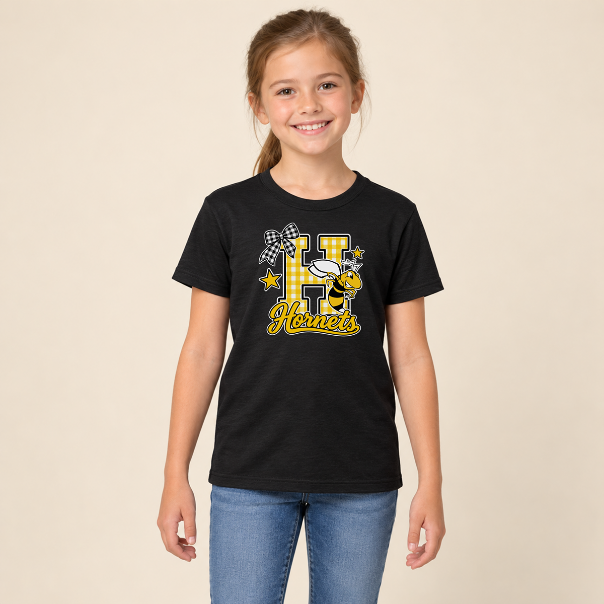 Horace Hornets Gingham H & Bow Youth | T-Shirts, Crewneck & Hoodie