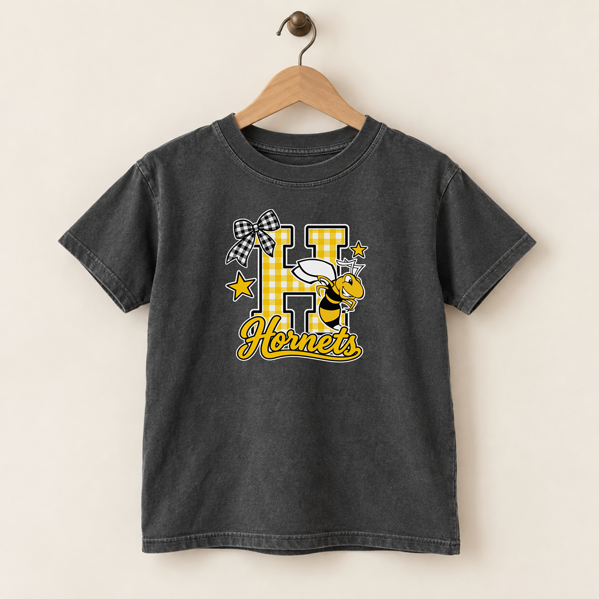 Horace Hornets Gingham H & Bow Youth | T-Shirts, Crewneck & Hoodie