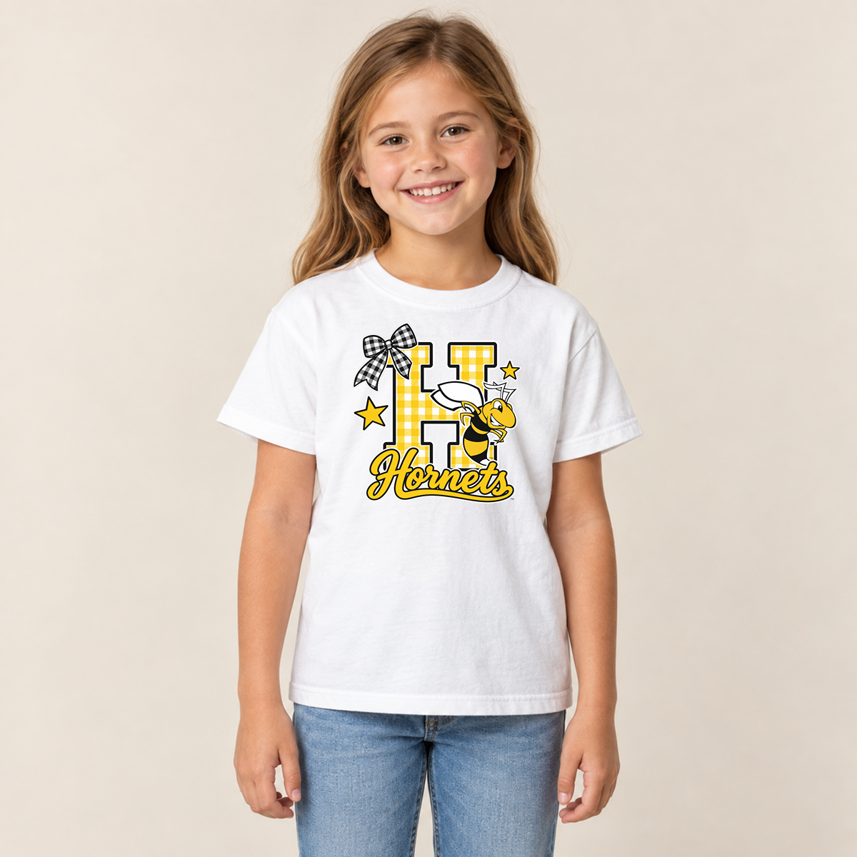 Horace Hornets Gingham H & Bow Youth | T-Shirts, Crewneck & Hoodie
