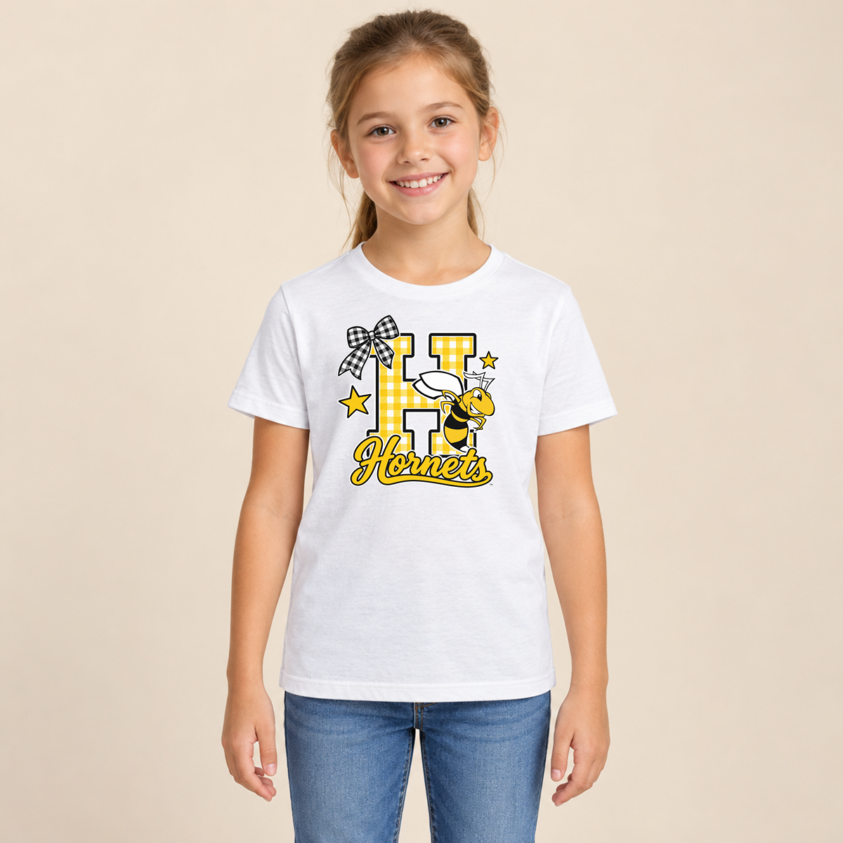 Horace Hornets Gingham H & Bow Youth | T-Shirts, Crewneck & Hoodie
