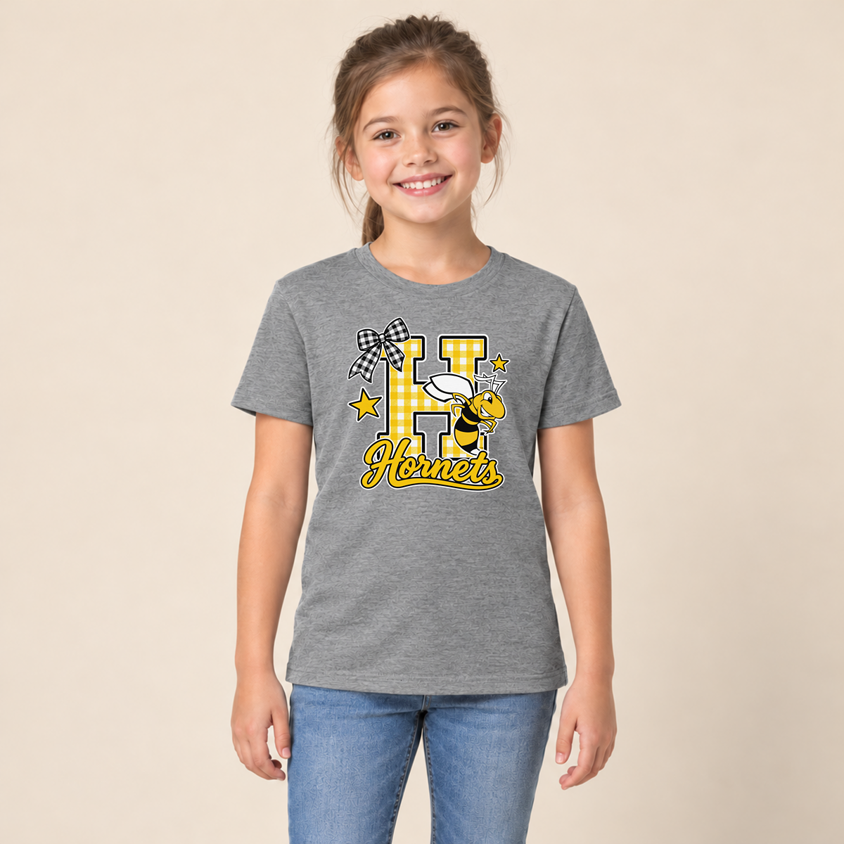 Horace Hornets Gingham H & Bow Youth | T-Shirts, Crewneck & Hoodie