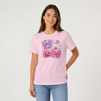Cute Coquette Halloween Ghost & Pumpkin Graphic Comfort Color Tee