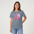 Cute Coquette Halloween Ghost & Pumpkin Graphic Comfort Color Tee