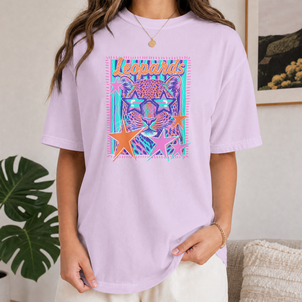Leopards Retro Graphic T-Shirt | Colorful Leopard Comfort Colors Tee