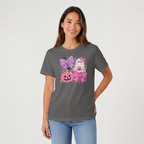 Cute Coquette Halloween Ghost & Pumpkin Graphic Comfort Color Tee