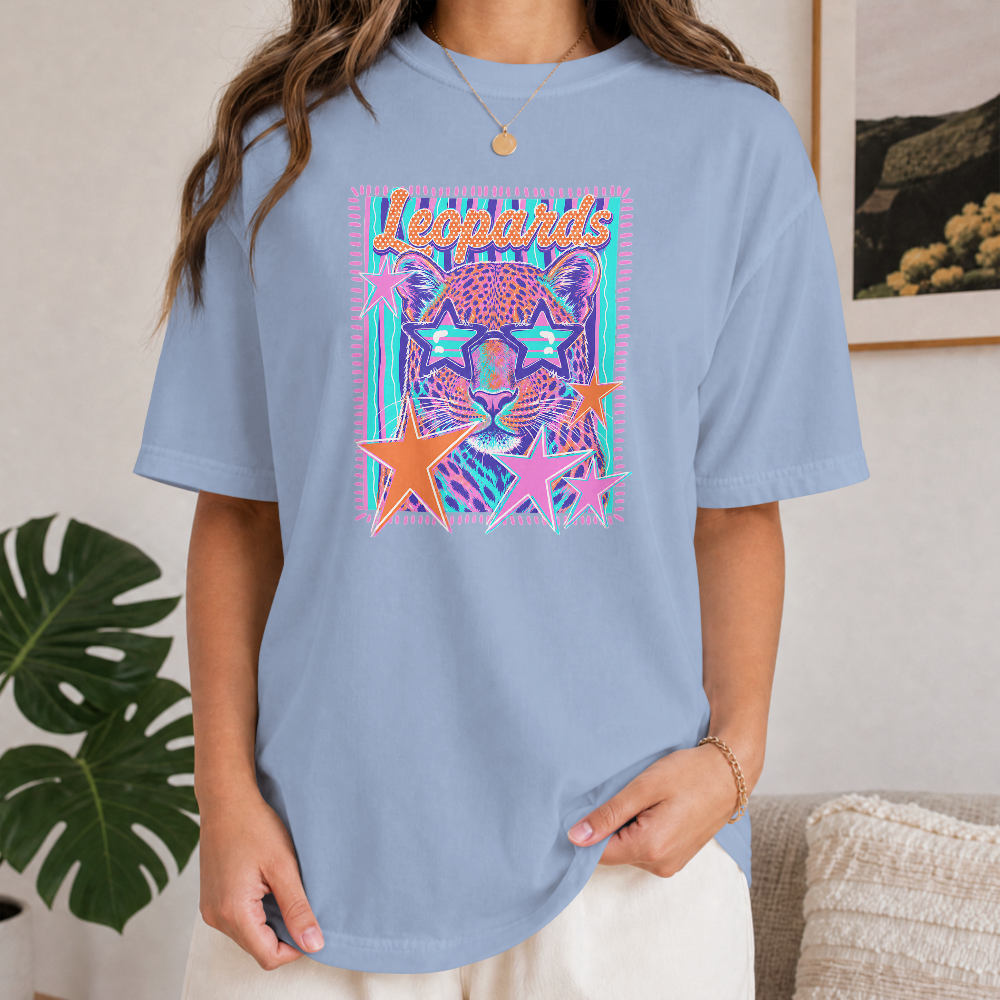 Leopards Retro Graphic T-Shirt | Colorful Leopard Comfort Colors Tee
