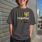 Meadowlark Leopard Striped Youth Tee, Fun Graphic Shirt for Kids, School Mascot Tshirt
