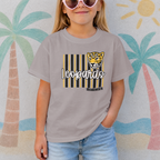 Meadowlark Leopard Striped Youth Tee, Fun Graphic Shirt for Kids, School Mascot Tshirt
