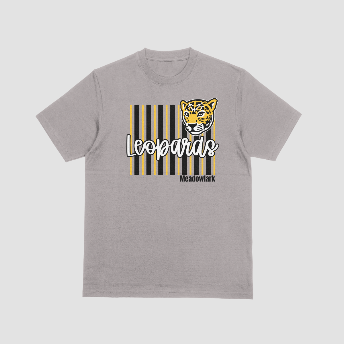 Meadowlark Leopard Striped Youth Tee, Fun Graphic Shirt for Kids, School Mascot Tshirt