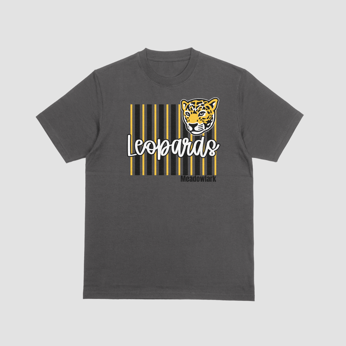 Meadowlark Leopard Striped Youth Tee, Fun Graphic Shirt for Kids, School Mascot Tshirt