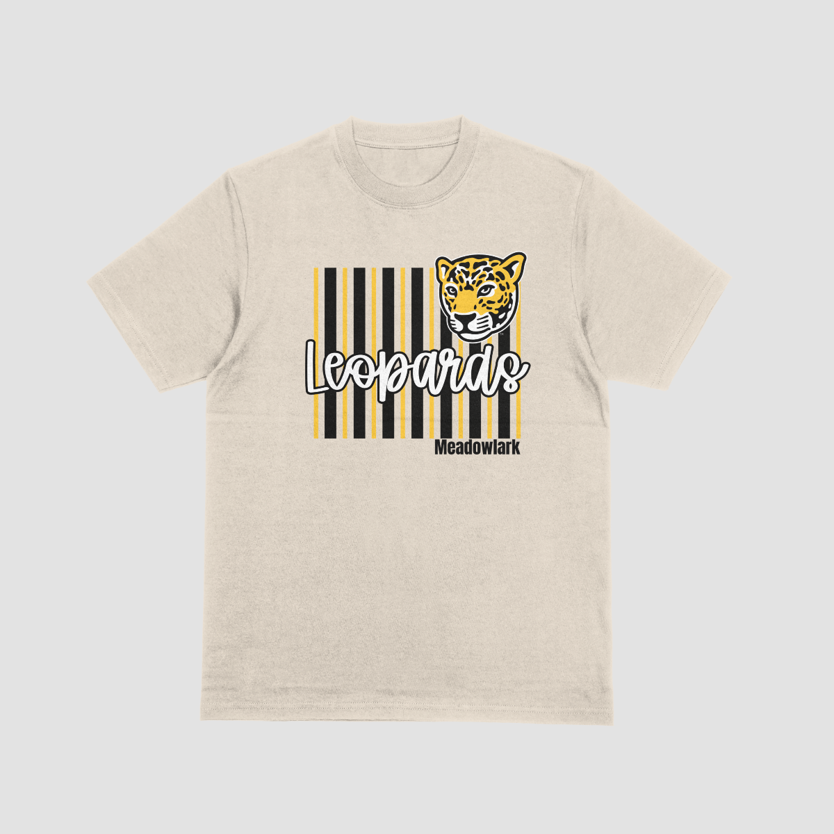 Meadowlark Leopard Striped Youth Tee, Fun Graphic Shirt for Kids, School Mascot Tshirt