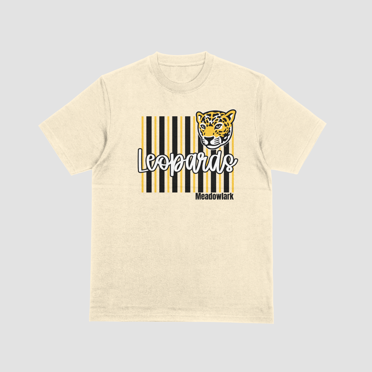 Meadowlark Leopard Striped Youth Tee, Fun Graphic Shirt for Kids, School Mascot Tshirt
