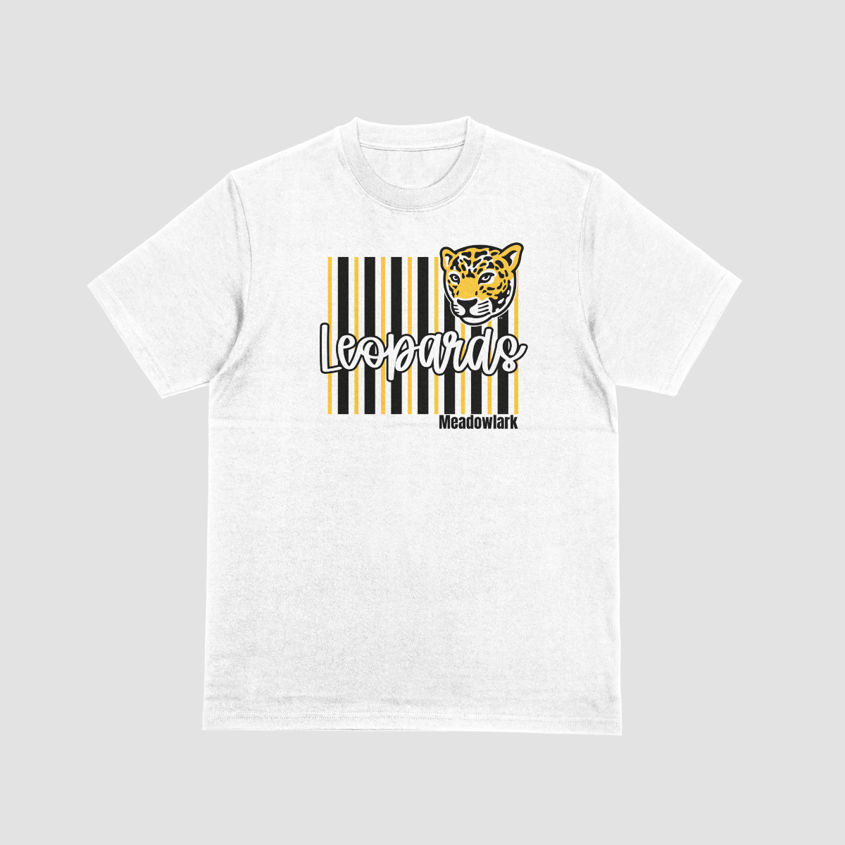 Meadowlark Leopard Striped Youth Tee, Fun Graphic Shirt for Kids, School Mascot Tshirt
